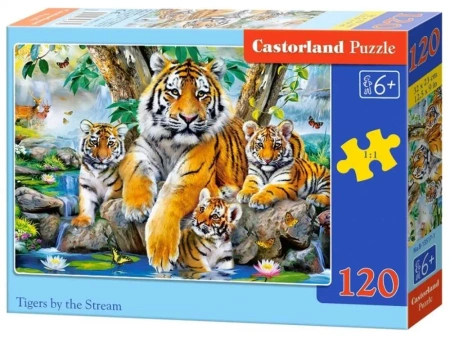 Puzzle 120 Tigers by the Stream CASTOR - Castorland