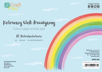 Blok kolorowy A4 20ark 180g 10 kolorów - Dalprint dpCraft