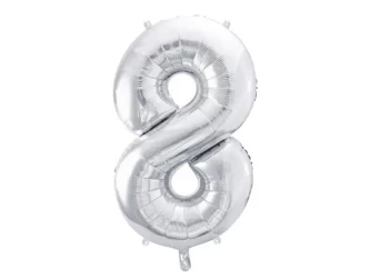 Balon foliowy 8 86cm srebrny - PartyDeco