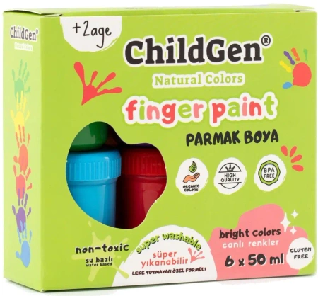 Farby do malowania palcami 6x50 ml - ChildGen (GEN OYUNCAK SANAYİ TİCARET A.Ş.)