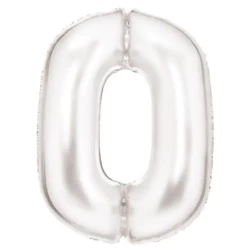 Balon foliowy cyfra 0 satynowa biała 86cm - Amscan