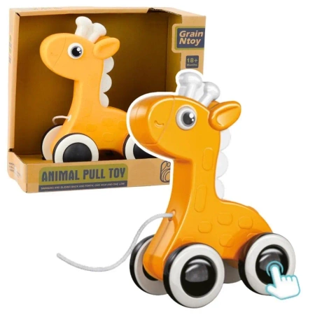 Żyrafa do ciągnięcia na sznurku żółta - Leantoys