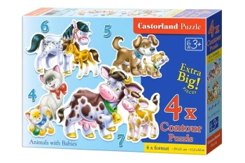 Puzzle x 4 - Zwierzęta i ich dzieci CASTOR - Castorland