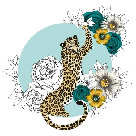 Karnet Swarovski kwadrat CL1424 Gepard kwiaty - Clear Creations