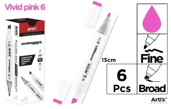 Marker Chromax z 2 końcówk. vivid pink 6 (6szt) - Artix