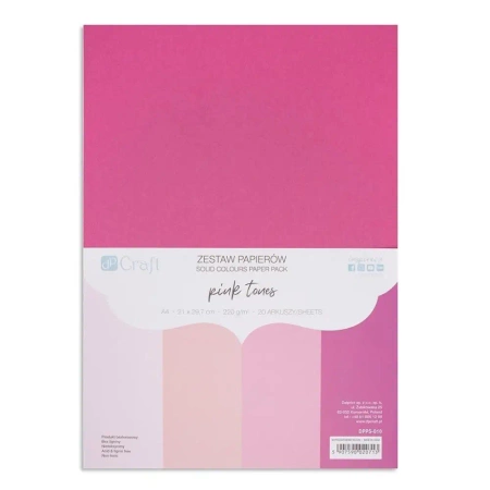 Zestaw papierów A4 20 arkuszy Pink tones 220g - Dalprint