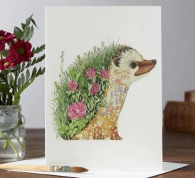 Karnet A017 B6 + koperta Jeż z kwiatami - DM Collection