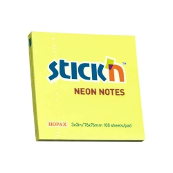 Notes samoprzylepny 76x76 mm żółty neon 100 kartek - STICKN
