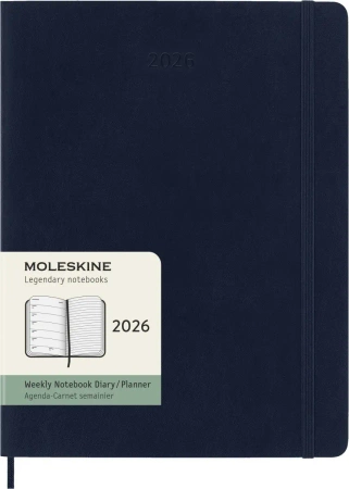 Kalendarz 2026 12M Moleskine XL tygodniowy miękka oprawa Sapphire blue 19x25cm