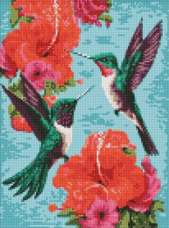 Diamentowa mozaika - Szmaragdowe kolibry 30x40cm - Ideyka