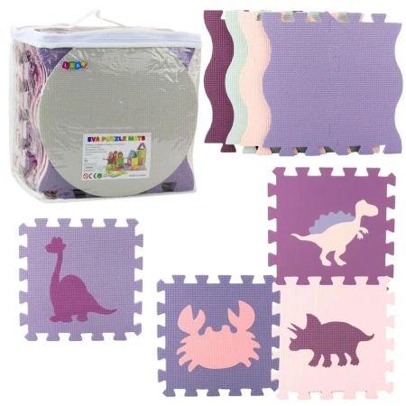 Puzzle mata edukacyjna Pianka EVA róż-fiolet 25szt - Leantoys