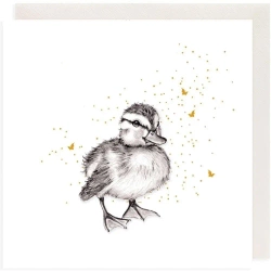 Karnet złocony kwadrat CL3808_BL Kaczątko - Clear Creations