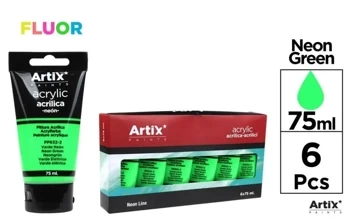 Farba akrylowa fluorescencyjna zielona 75ml (6szt) - Artix