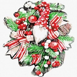 Malowanie po numerach - Świąteczny wieniec 30x30cm - Ideyka