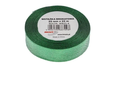 Wstążka brokatowa zielona 25xxx22m - Brewis