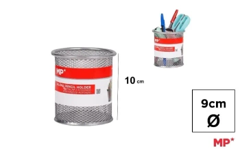 Pojemnik na długopisy siatkowy okrągły srebrny - MP Main Paper
