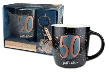 Kubek Denim z metalowym brelokiem - 50 urodziny - Pan Dragon