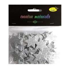 Gwiazdki z pianki brokatowej srebrne ok 50szt - Galeria Hobby