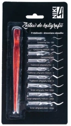 Zestaw do kaligrafii 9 stalówek + drew. obsadka - Koh-I-Noor