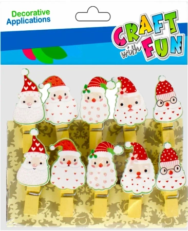 Ozdoba Dekoracyjna Klamerki Mikołaj Boże Narodzenie Craft with Fun 501916