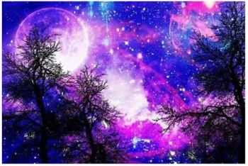 Diamentowa mozaika Fioletowa noc nad drzewami NO-1006979 - Norimpex