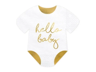 Serwetki Śpioszki Hello Baby białe 16x16cm 20szt - PartyDeco