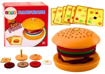 Hamburger drewniany 8el z przepisami - Leantoys