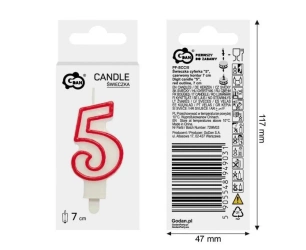 Świeczka 5 czerwony kontur 7cm - Godan