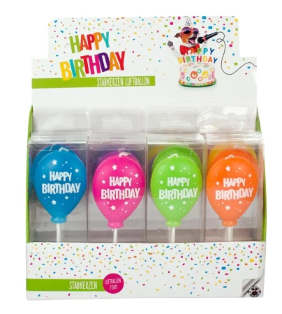 Świeczka balon Happy  BIRTHDAY FUN 1szt mix kolorów - TRENDHAUS