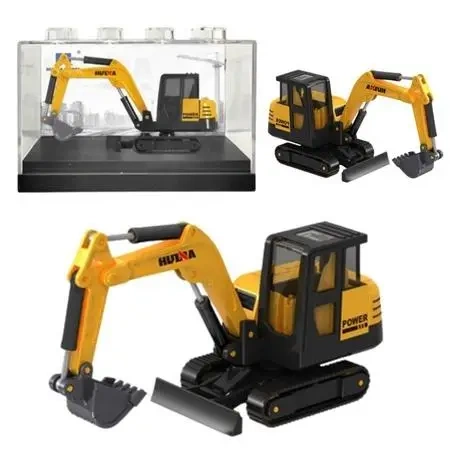 Koparka gąsienicowa metalowa żółta 1:80 - Leantoys