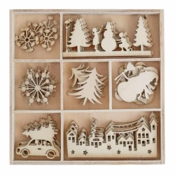 Kształty z drewna zimowe miasteczk, 35szt - Dalprint dpCraft