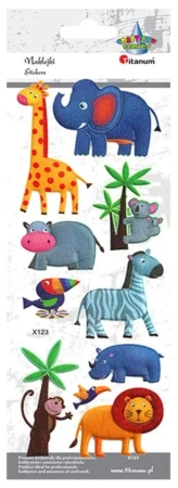 Naklejki wypukłe miękkie zwierzęta safari 10szt - Titanum