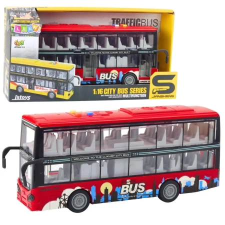 Autobus miejski piętrowy napęd światło dżwięk 1:16 - Leantoys