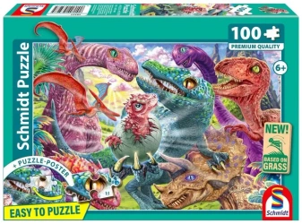 Puzzle PQ 100 Duże przygody małych dinozaurów G3 - Schmidt