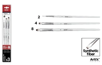 Pędzle syntetyczne 3szt - Artix