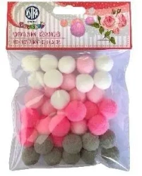 Pompony dekoracyjne 20mm - Różany ogród ASTRA - ASTRA papiernicze