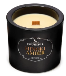 Świeczka sojowa Hinoki Amber czarna 170g - Pavoncella