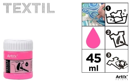 Farba do tkanin 45ml różowa (6szt) - Artix