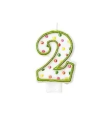 Świeczka cyferka 2 kropki 7,6cm - Amscan