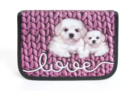 Piórnik z 2 klapkami Love różowy - Fandy