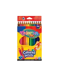 Kredki ołówkowe trójkątne jumbo Colorino Kids 17,5 cm 12 kolorów + temperówka - PATIO