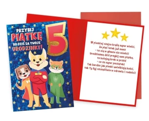 Karnet Urodziny 5 pieski - Kukartka