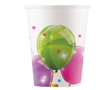 Kubeczki papierowe Sparkling Balloons 200ml 8szt - Godan