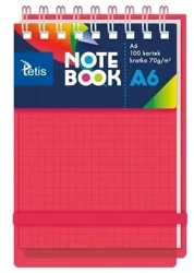 Kołonotatnik A6/100K kratka PP czerwony - Tetis