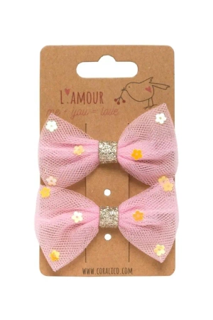 Zestaw klipsów z kokardami i cekinami - Coralico