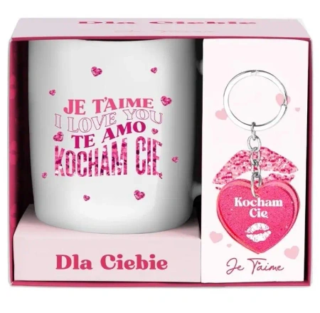 Zestaw prezentowy kubek +brelok Kocham Cię - Be-Happy Gifts