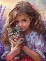 Diamentowa Mozaika Dziewczyna z kotem NO-2001849 - Norimpex