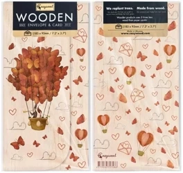 Koperta upominkowa drewniana Ślub balon motyle - Cozywood