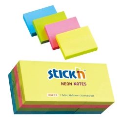 Paczka Notes samoprzylepny 38x51 mm 12 notesów po 100 kartek mix kolorów neon - STICKN