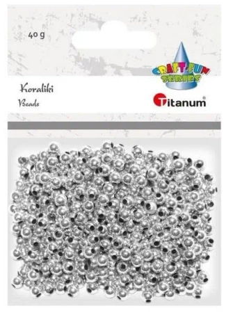 Koraliki plastikowe 40g srebrne - Titanum